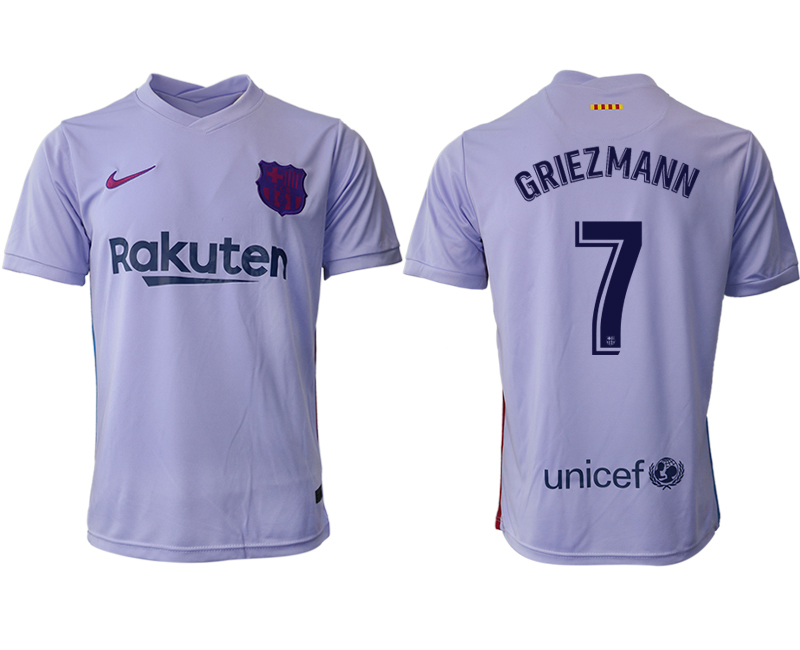Cheap Men 2021-2022 Club Barcelona away aaa version purple 7 Soccer Jerseys